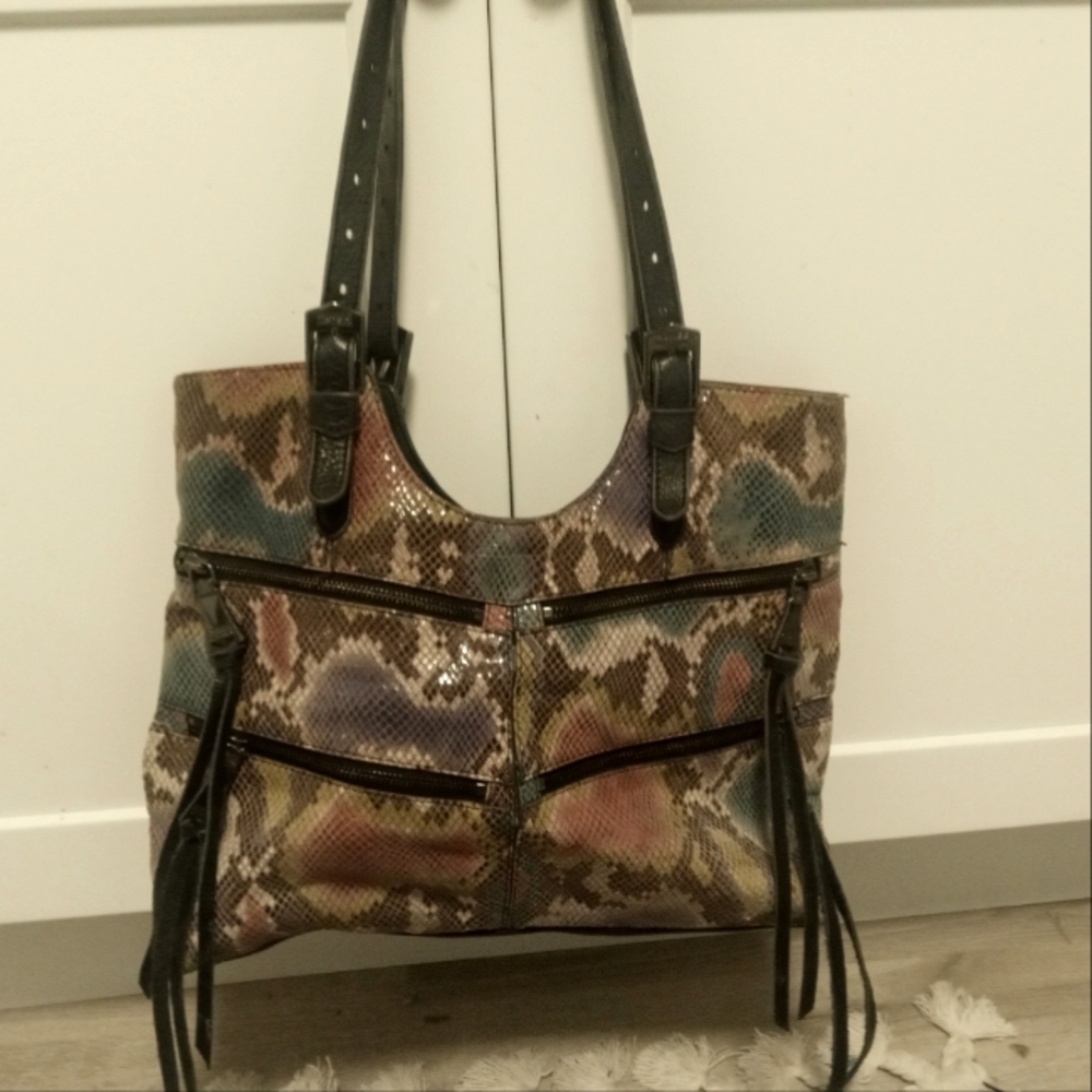 Aimee Kestenberg Leather Multicolor Snakeskin Shoulder Bag